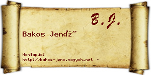 Bakos Jenő névjegykártya